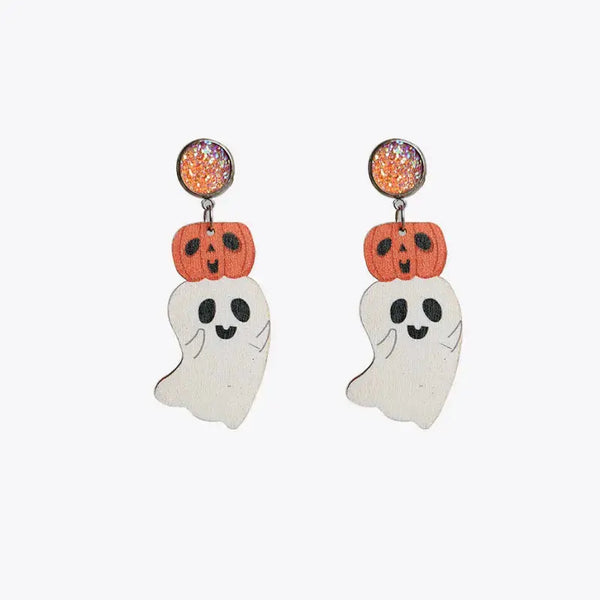 Lovcia Ghost Shape Wooden Dangle Earrings-Earrings-Style A-One Size-Style A