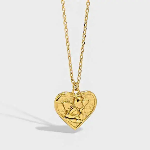 Lovcia Gift Angel Heart 925 Sterling Silver Necklace-Necklaces-Silver-Silver