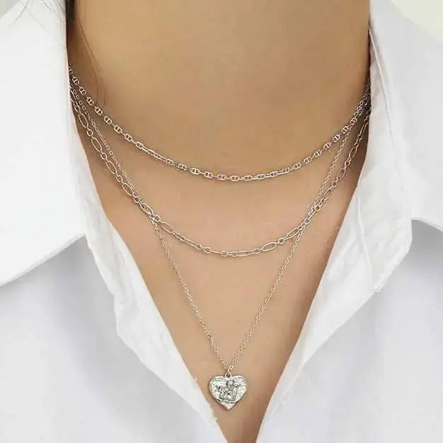 Lovcia Gift Angel Heart 925 Sterling Silver Necklace-Necklaces-Silver-Silver
