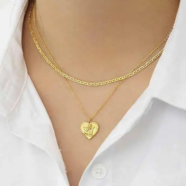 Lovcia Gift Angel Heart 925 Sterling Silver Necklace-Necklaces-Silver-Silver