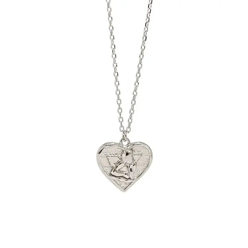 Lovcia Gift Angel Heart 925 Sterling Silver Necklace-Necklaces-Silver-Silver
