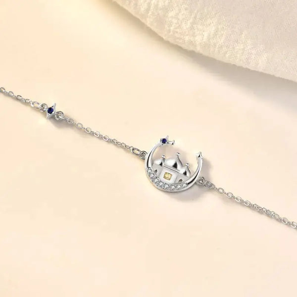 Lovcia Gift CZ Castle Crescent Moon Star 925 Sterling Silver Bracelet-Bracelets-