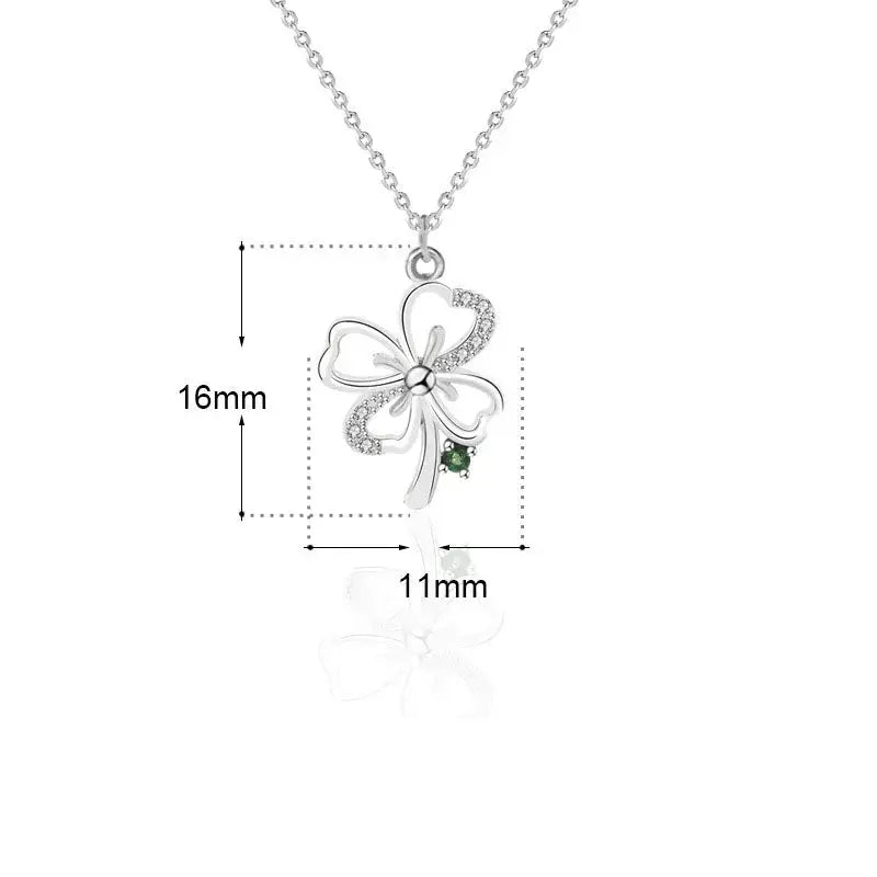 Lovcia Gift CZ Four Leaf Clover 925 Sterling Silver Necklace-Necklaces-Silver-Silver