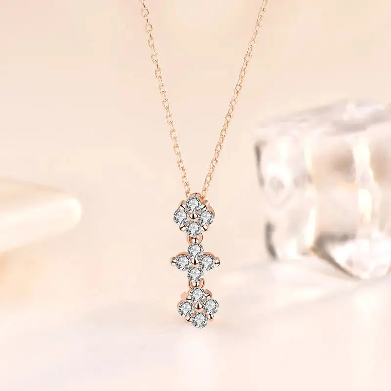 Lovcia Gift CZ Four Leaf Clover Heart Double Use 925 Sterling Silver Necklace-Necklaces-Rhodium-Rhodium