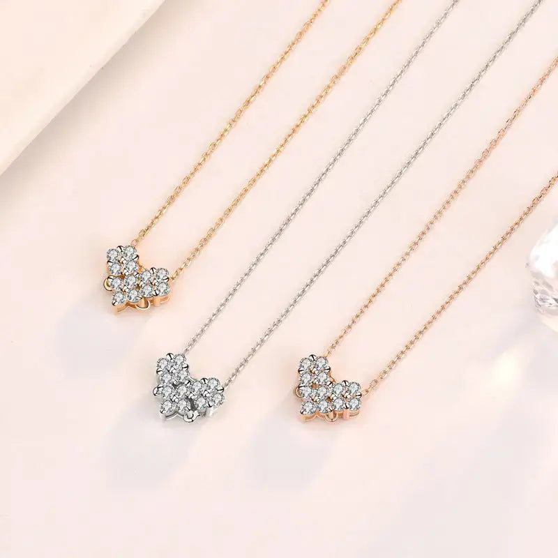 Lovcia Gift CZ Four Leaf Clover Heart Double Use 925 Sterling Silver Necklace-Necklaces-Rhodium-Rhodium