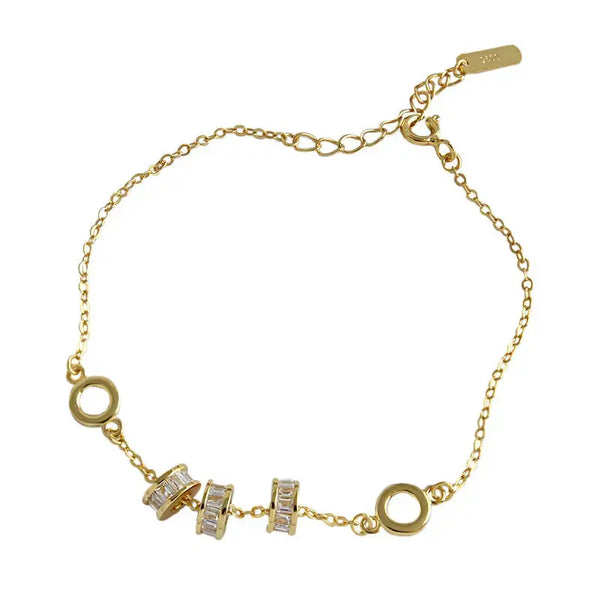 Lovcia Gift CZ Lucky Transfer Beads Circles 925 Sterling Silver Bracelet-Bracelets-Silver-Silver