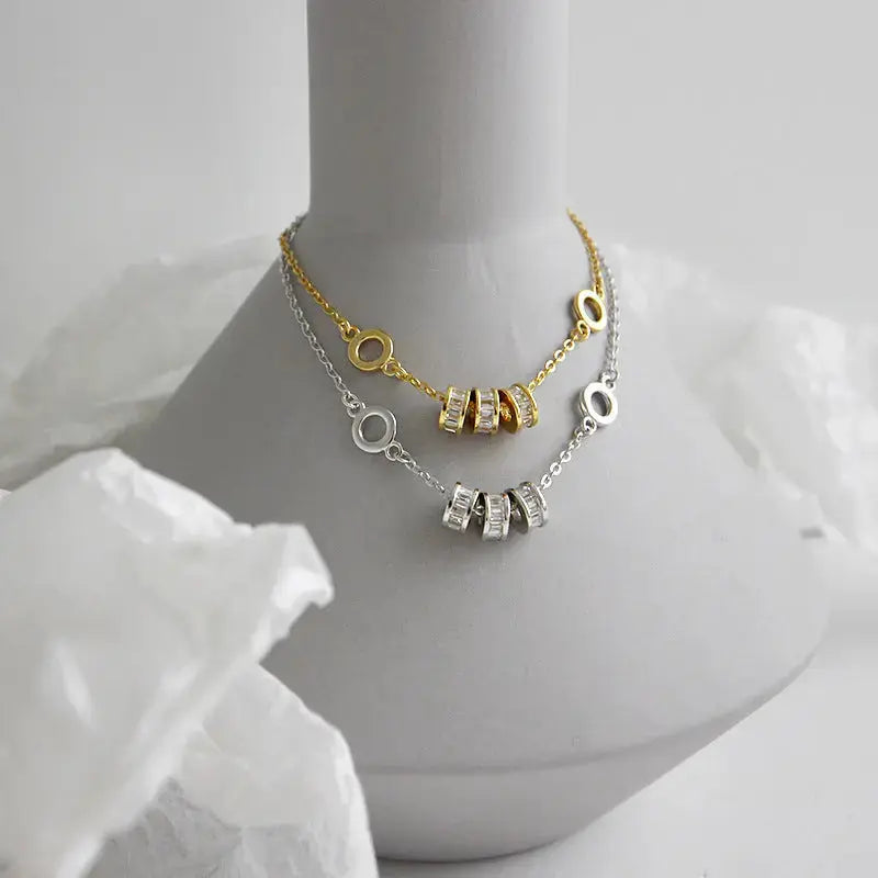 Lovcia Gift CZ Lucky Transfer Beads Circles 925 Sterling Silver Bracelet-Bracelets-Silver-Silver