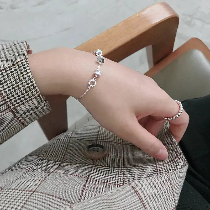 Lovcia Gift CZ Lucky Transfer Beads Circles 925 Sterling Silver Bracelet-Bracelets-Silver-Silver