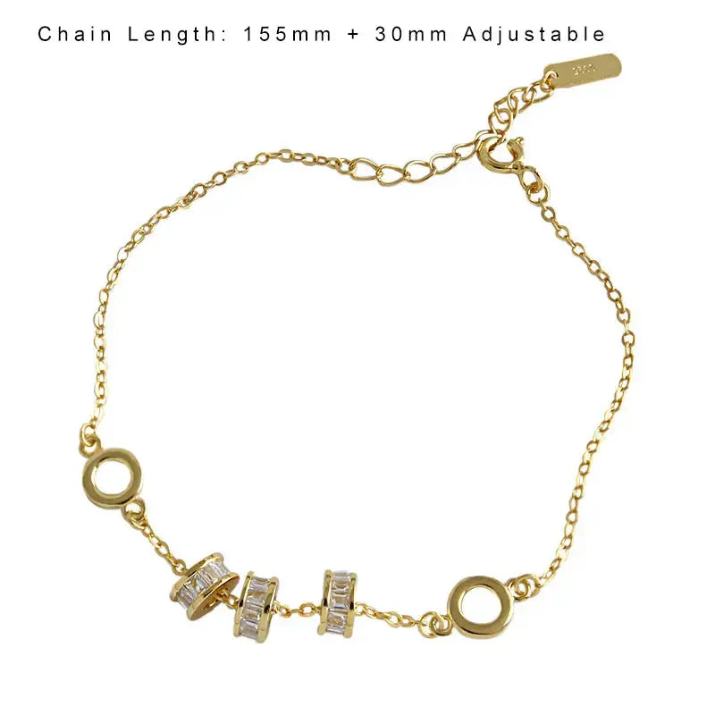 Lovcia Gift CZ Lucky Transfer Beads Circles 925 Sterling Silver Bracelet-Bracelets-Silver-Silver