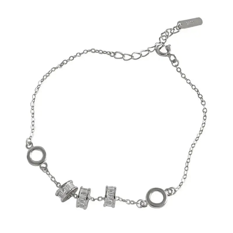 Lovcia Gift CZ Lucky Transfer Beads Circles 925 Sterling Silver Bracelet-Bracelets-Silver-Silver