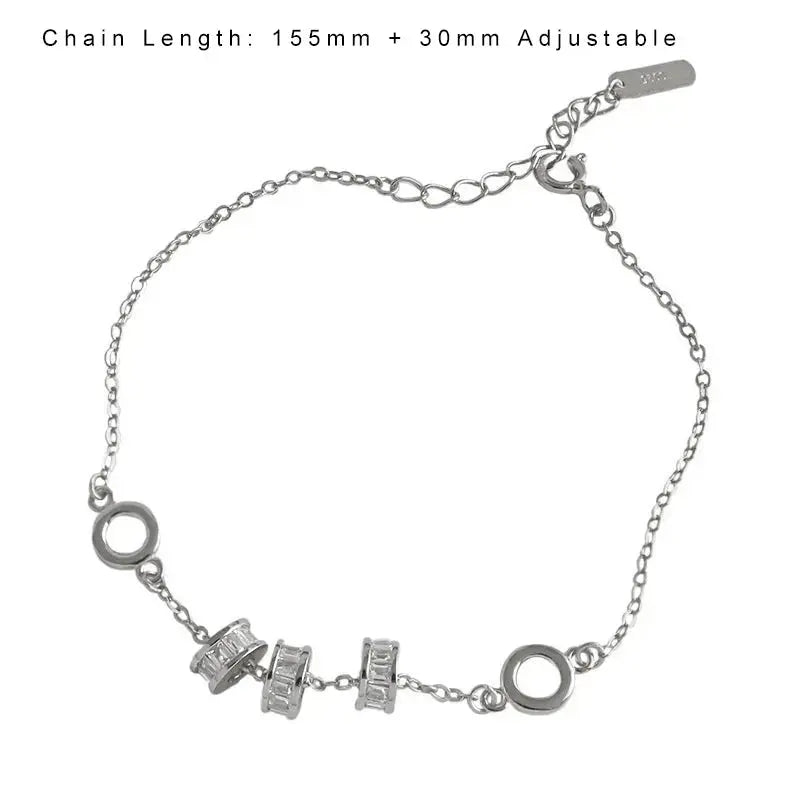 Lovcia Gift CZ Lucky Transfer Beads Circles 925 Sterling Silver Bracelet-Bracelets-Silver-Silver