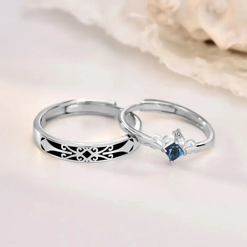LOVCIA Gift CZ Princess Crown Knight 925 Sterling Silver Promise Adjustable Ring