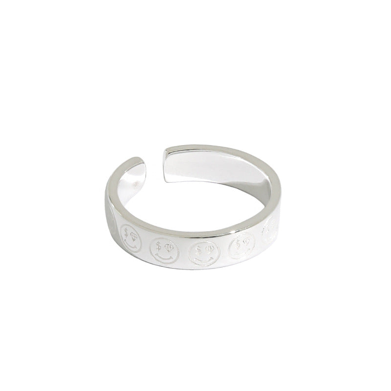 Lovcia Gift Dollars Diamond Smile Ring Gold Tone Adjustable-Rings-Rhodium-Rhodium
