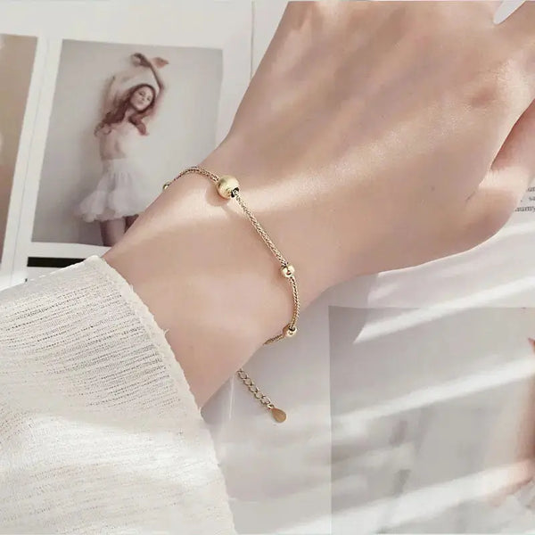 Lovcia Gift Golden Lucky Beads 925 Sterling Silver Bracelet-Bracelets-Yellow Gold-Yellow Gold