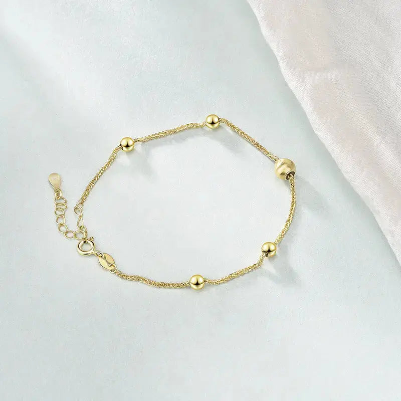 Lovcia Gift Golden Lucky Beads 925 Sterling Silver Bracelet-Bracelets-Yellow Gold-Yellow Gold