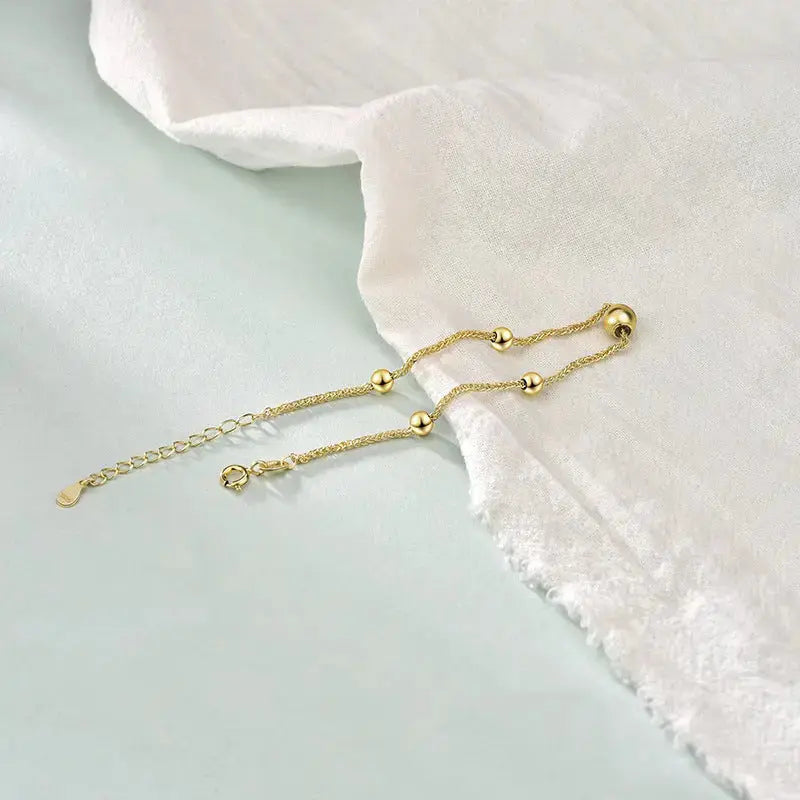 Lovcia Gift Golden Lucky Beads 925 Sterling Silver Bracelet-Bracelets-Yellow Gold-Yellow Gold