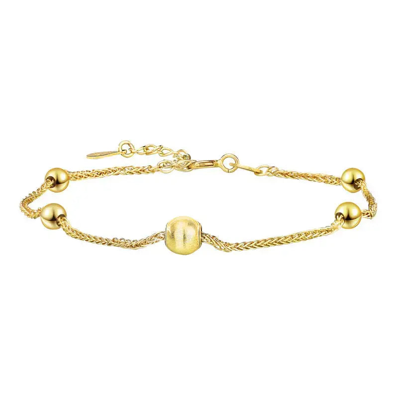 Lovcia Gift Golden Lucky Beads 925 Sterling Silver Bracelet-Bracelets-Yellow Gold-Yellow Gold