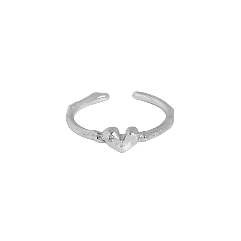 Lovcia Gift Irregular CZ Heart 925 Sterling Silver Adjustable Ring-Rings-Yellow Gold-Yellow Gold