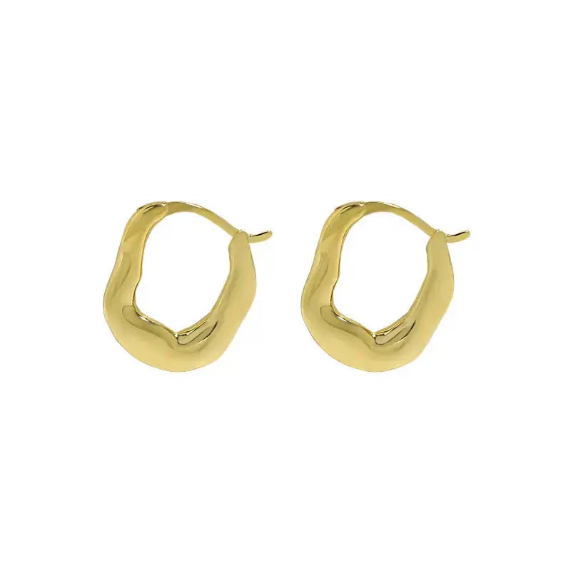 Lovcia Gift Irregular Letter U Shape 925 Sterling Silver Hoop Earrings-Earrings-Rhodium-Rhodium
