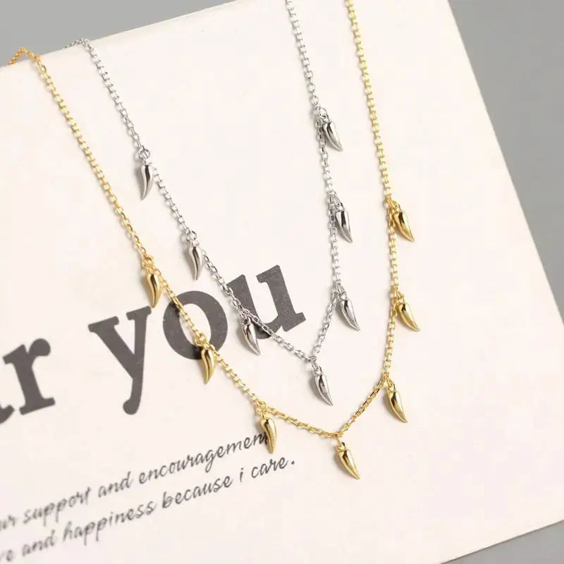 Lovcia Gift Peppers Tassels 925 Sterling Silver Necklace-Necklaces-Silver-Silver