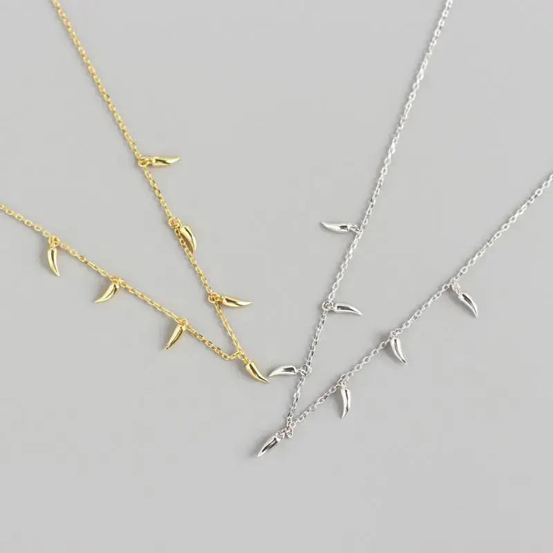 Lovcia Gift Peppers Tassels 925 Sterling Silver Necklace-Necklaces-Silver-Silver