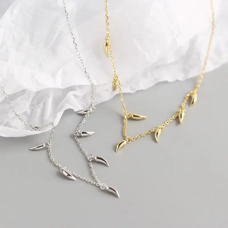 Lovcia Gift Peppers Tassels 925 Sterling Silver Necklace-Necklaces-Silver-Silver