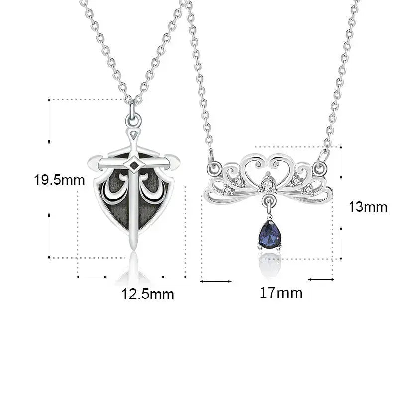 Lovcia Gift Princess and Her Knight CZ 925 Sterling Silver Promise Necklace-Necklaces-Knight Necklace-Knight Necklace
