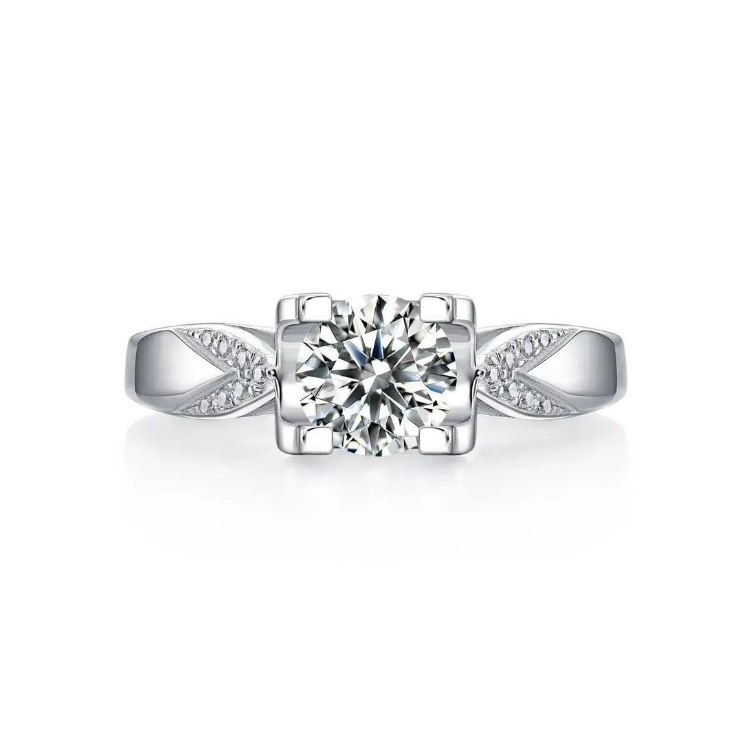 Lovcia Gift Square Moissanite CZ Ox Swallow Tail 925 Sterling Silver Adjustable Ring-Rings-1 Carat (Certificate Included)-1 Carat (Certificate Included)
