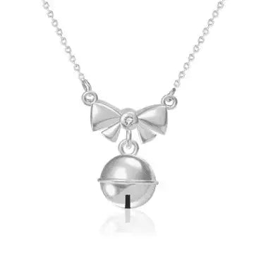 Lovcia Girl CZ Bowknot Bell 925 Sterling Silver Necklace-Necklaces-Silver-Silver