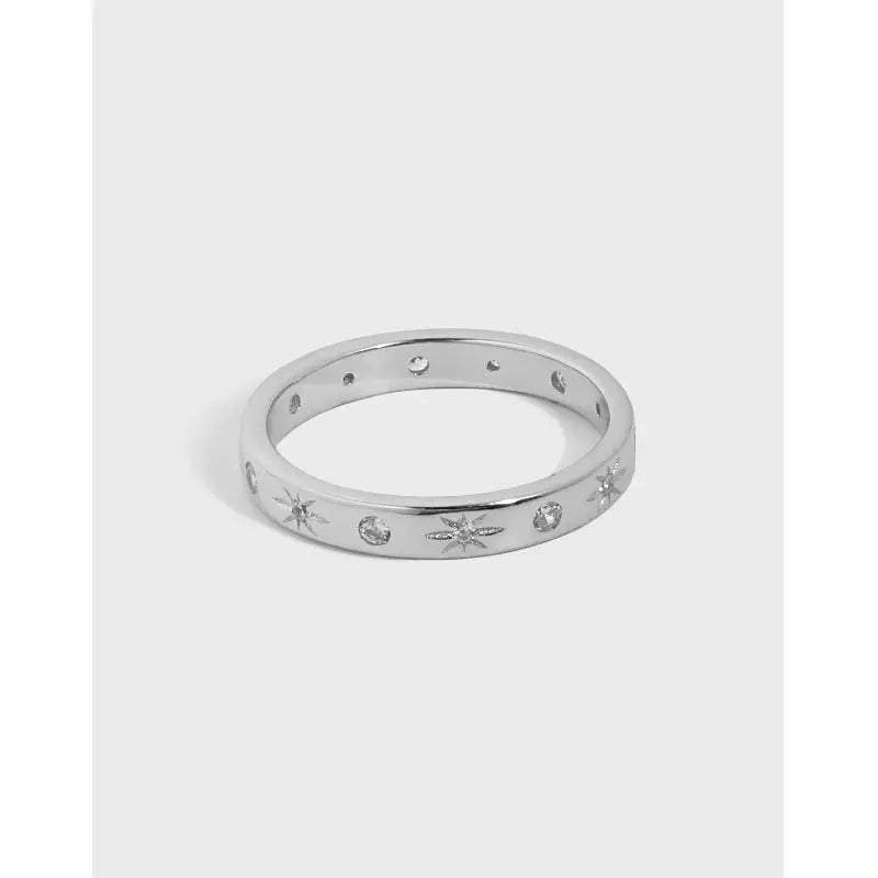 Lovcia Girl CZ Stars Shining 925 Sterling Silver Ring-Rings-Rhodium-US 5-Rhodium