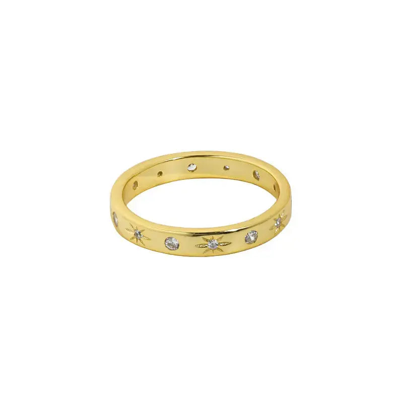 Lovcia Girl CZ Stars Shining 925 Sterling Silver Ring-Rings-Yellow Gold-US 5-Yellow Gold