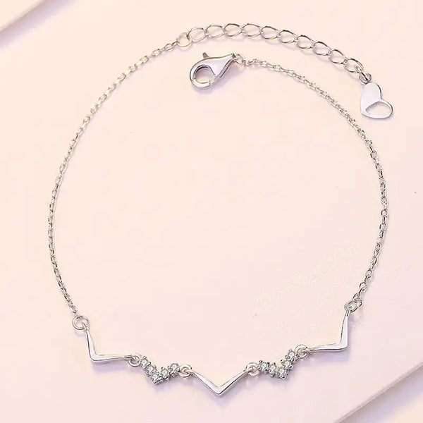 Lovcia Girl CZ V Shape Wave 925 Sterling Silver Bracelet-Bracelets-Rose Gold-Rose Gold