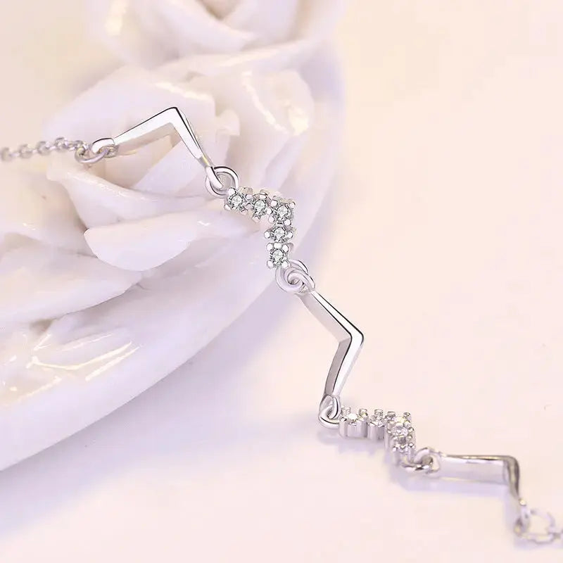 Lovcia Girl CZ V Shape Wave 925 Sterling Silver Bracelet-Bracelets-Rose Gold-Rose Gold