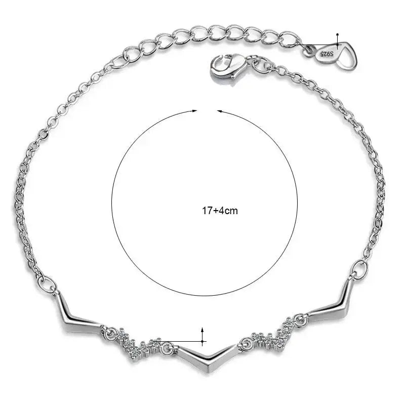 Lovcia Girl CZ V Shape Wave 925 Sterling Silver Bracelet-Bracelets-Rose Gold-Rose Gold