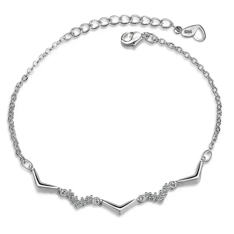 Lovcia Girl CZ V Shape Wave 925 Sterling Silver Bracelet-Bracelets-Rose Gold-Rose Gold