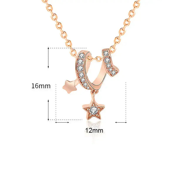 Lovcia Girl CZ Wish Meteor Stars 925 Sterling Silver Necklace-Necklaces-Rose Gold-Rose Gold