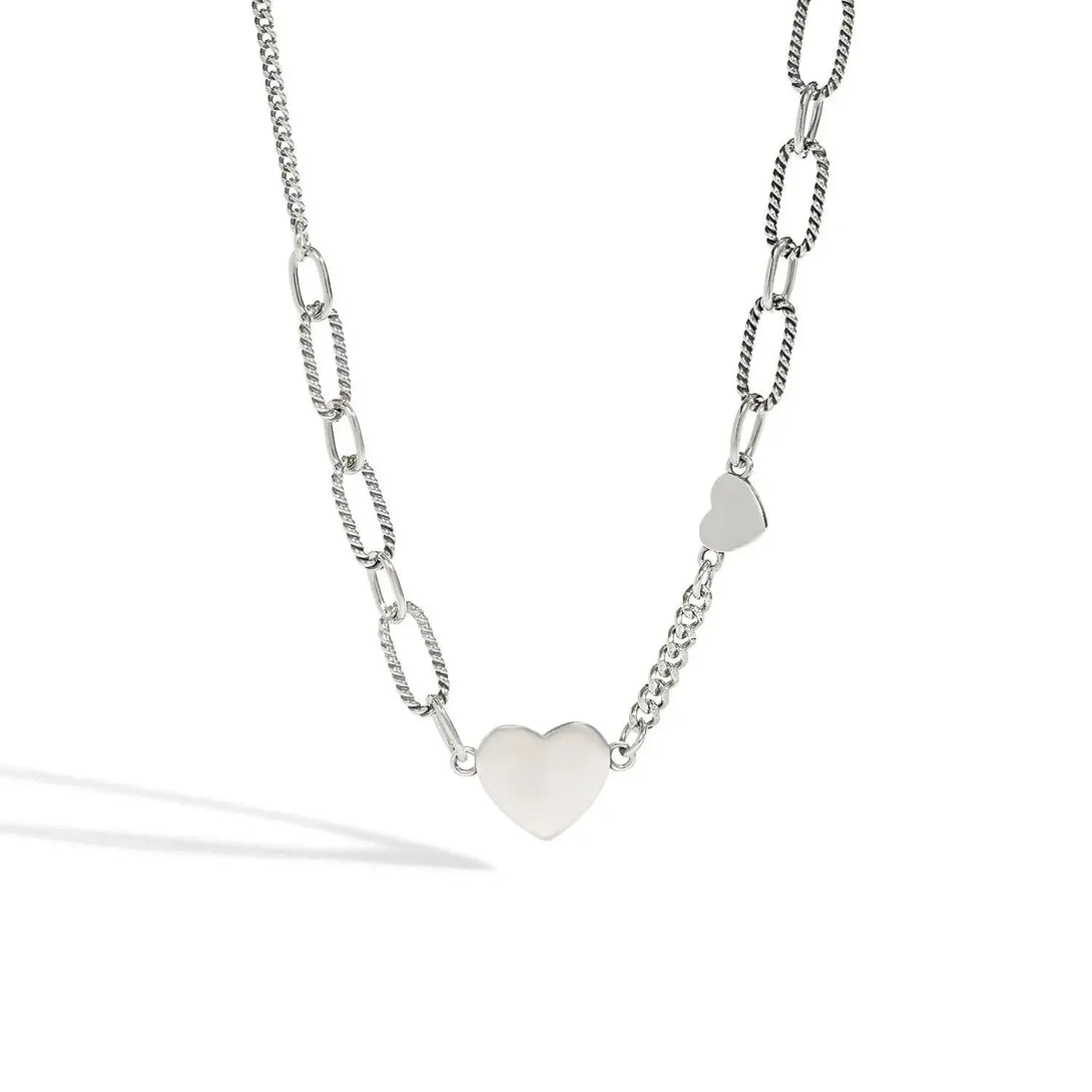 LOVCIA Girl Heart Hollow Chain 925 Sterling Silver Necklace