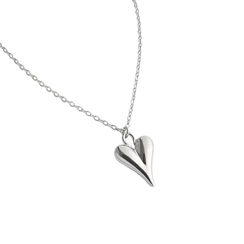 Lovcia Girl Irregular Heart 925 Sterling Silver Necklace-Necklaces-Silver-Silver