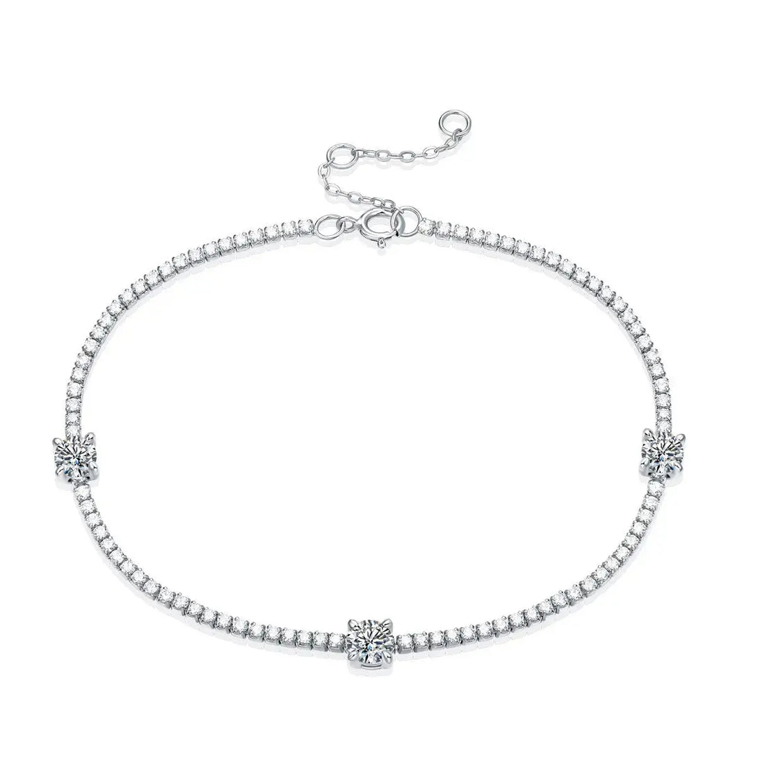 Lovcia Girl Mini Six Claw Moissanite CZ Round Chain 925 Sterling Silver Bracelet-Bracelets-0.3 ct ( Certificate Included )-0.3 ct ( Certificate Included )