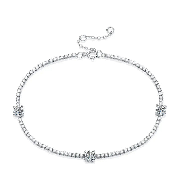 Lovcia Girl Mini Six Claw Moissanite CZ Round Chain 925 Sterling Silver Bracelet-Bracelets-0.3 ct ( Certificate Included )-0.3 ct ( Certificate Included )