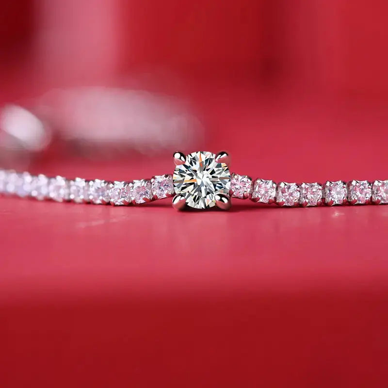 Lovcia Girl Mini Six Claw Moissanite CZ Round Chain 925 Sterling Silver Bracelet-Bracelets-0.3 ct ( Certificate Included )-0.3 ct ( Certificate Included )