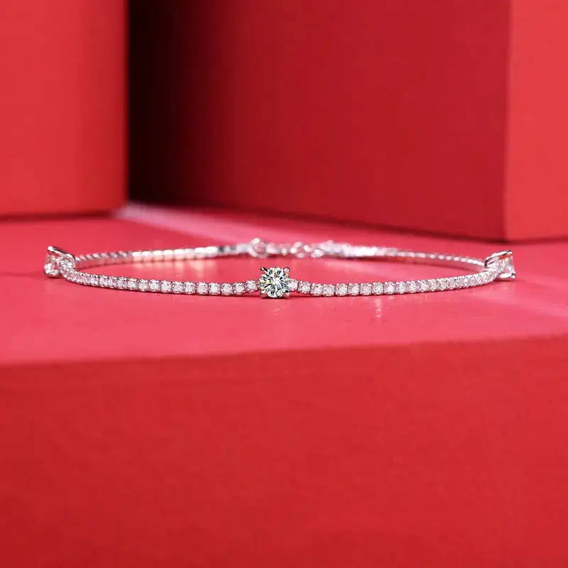 Lovcia Girl Mini Six Claw Moissanite CZ Round Chain 925 Sterling Silver Bracelet-Bracelets-0.3 ct ( Certificate Included )-0.3 ct ( Certificate Included )