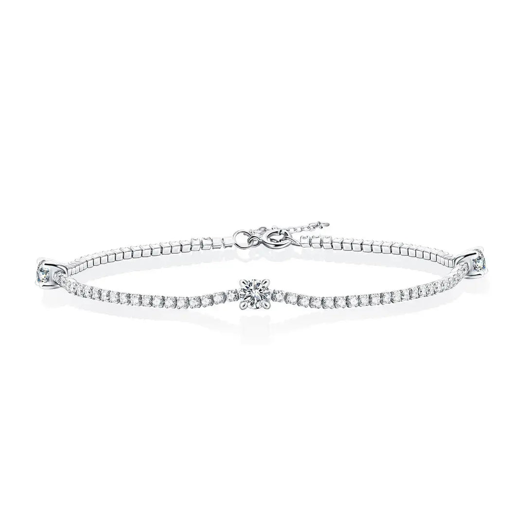 Lovcia Girl Mini Six Claw Moissanite CZ Round Chain 925 Sterling Silver Bracelet-Bracelets-0.3 ct ( Certificate Included )-0.3 ct ( Certificate Included )