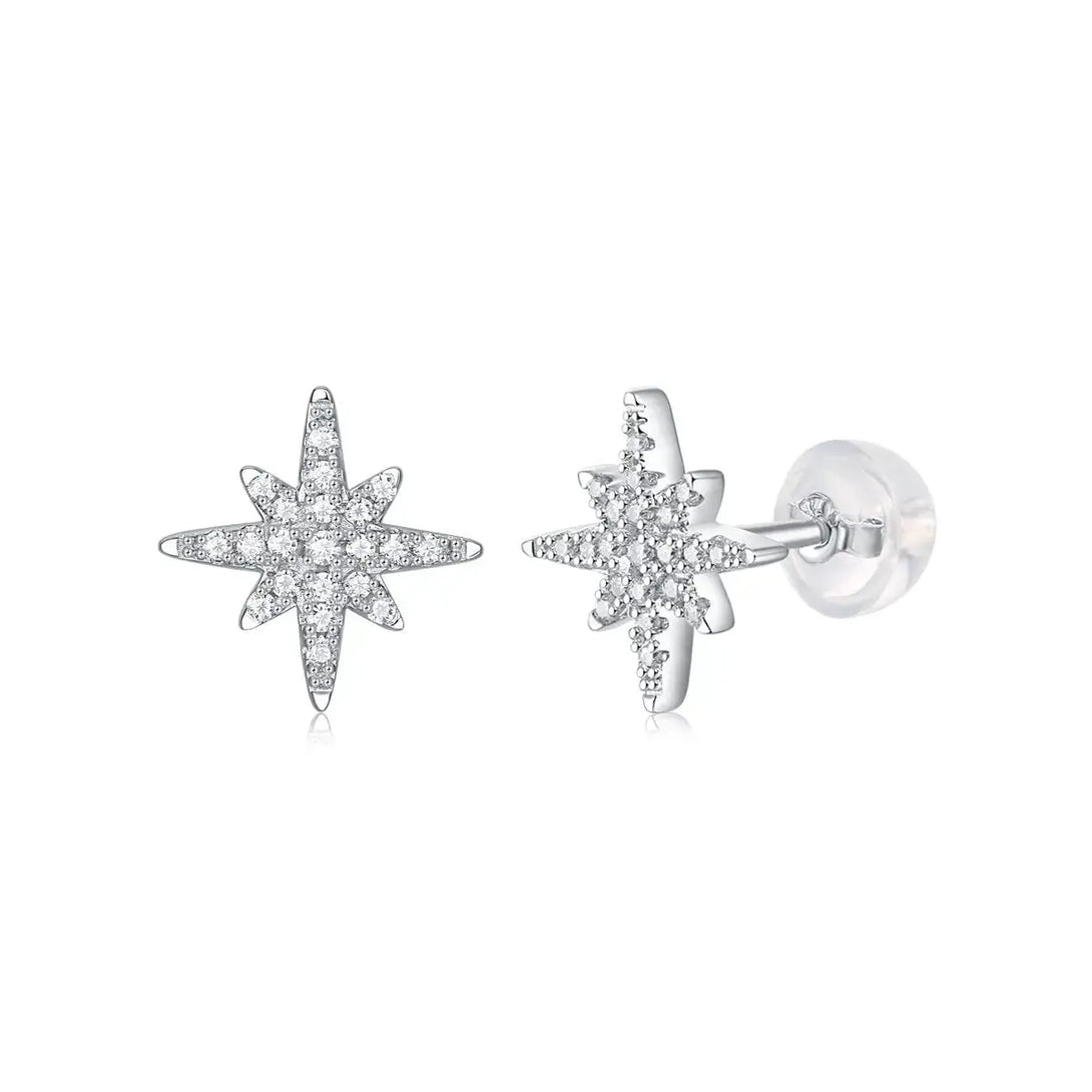 Lovcia Girl Shining Moissanite CZ Meteor Star 925 Sterling Silver Stud Earrings-Earrings-Moissanite CZ ( Certificate Included )-Moissanite CZ ( Certificate Included )