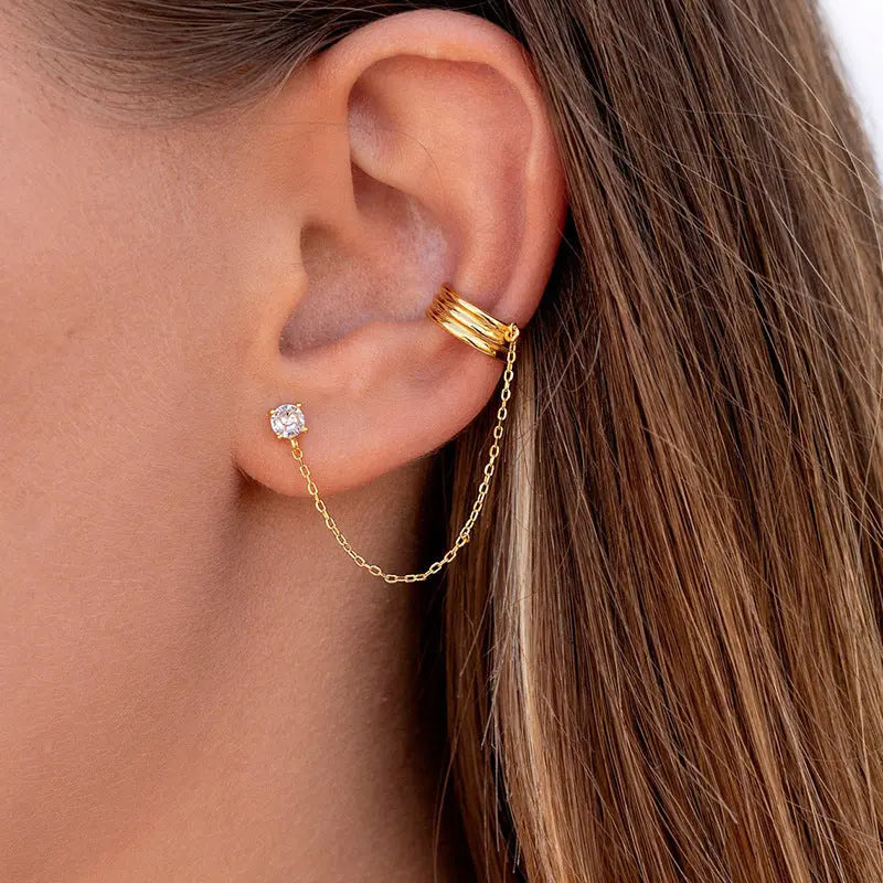 Lovcia Glam Geometric Zircon Electroplated Earrings-Earrings-Gold-Gold