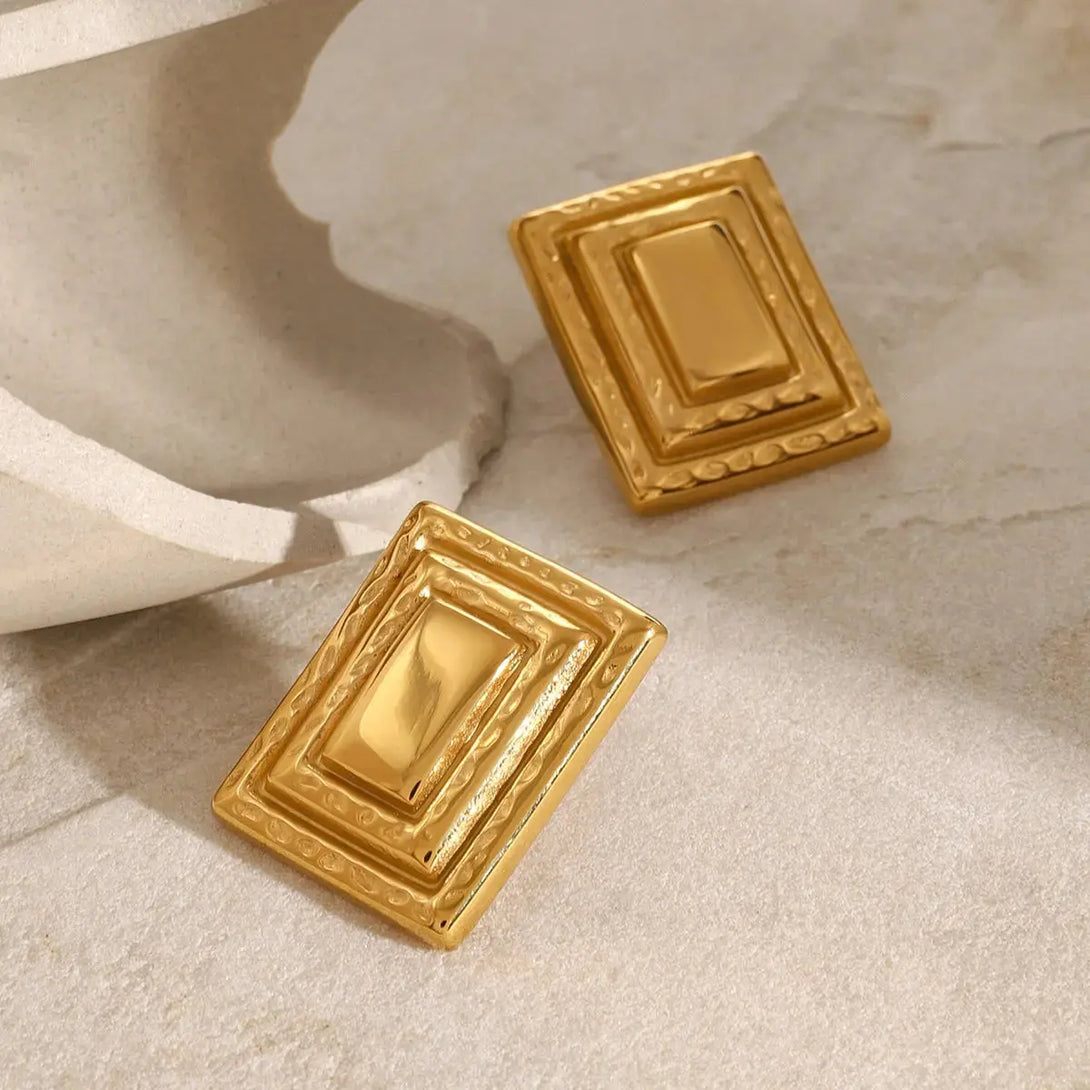 Lovcia Glamorous 18K Gold-Plated Stainless Steel Geometric Earrings for Women-Earrings-Gold-One Size-Gold