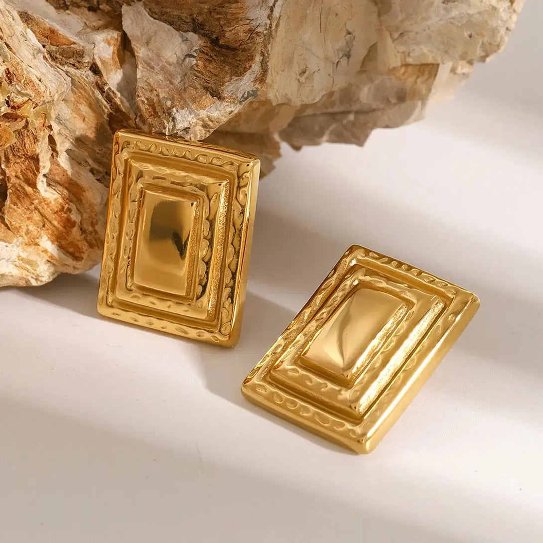 Lovcia Glamorous 18K Gold-Plated Stainless Steel Geometric Earrings for Women-Earrings-Gold-One Size-Gold