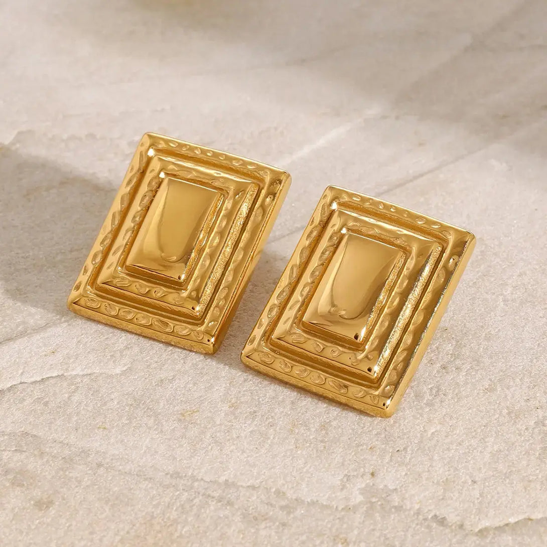 Lovcia Glamorous 18K Gold-Plated Stainless Steel Geometric Earrings for Women-Earrings-Gold-One Size-Gold