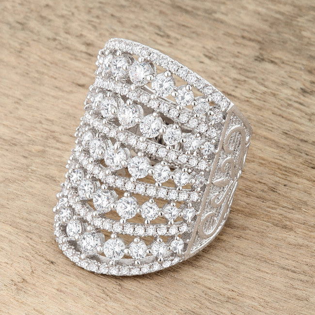 Lovcia Glamorous Charlyn 2.5ct Round Cut Rhodium Cocktail Ring-Rings-5-5