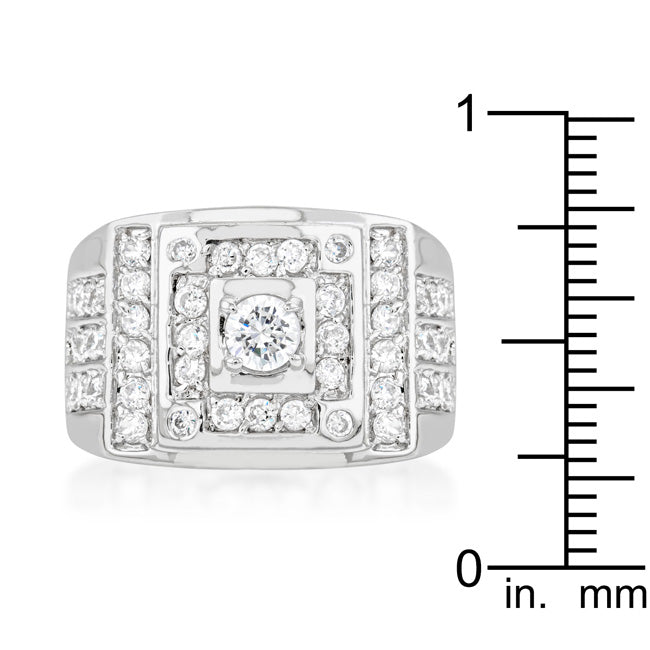 Lovcia Glamorous Geometric Rhodium-Plated Zirconia Ring-Rings-8-8